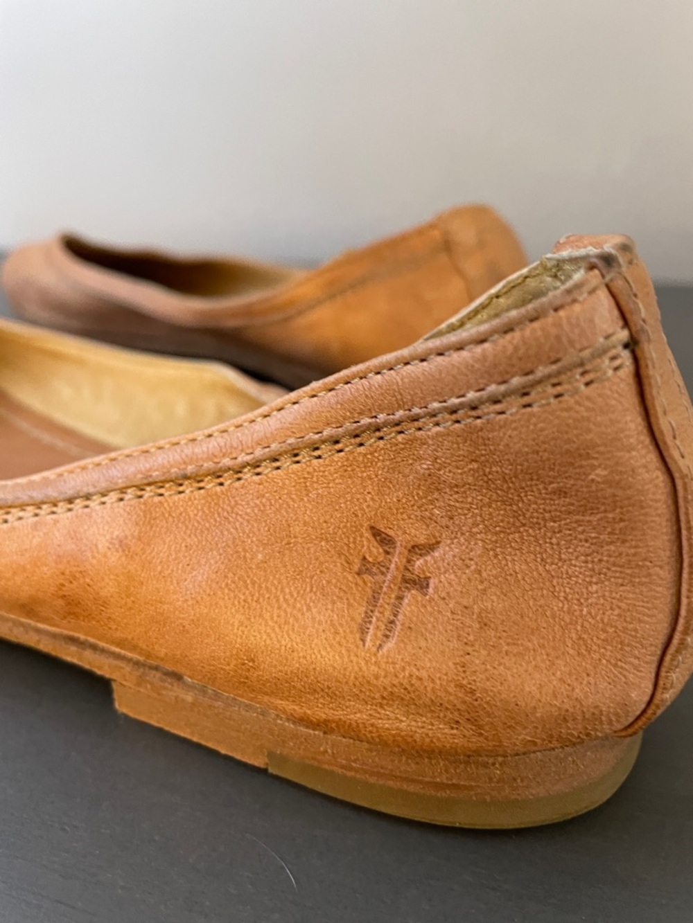 Frye Tan Leather Ballet Flats - Women's Slip-On Loafers - Picture 5 of 8